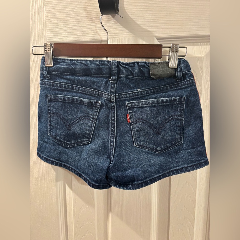 Levi’s Denim Shorts with Pink Accents Little girl size 12 Adjustable waist